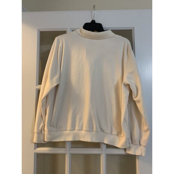 Alfred dunner petites floral embroidered beaded white sweater 1/4 zip PXL - Picture 7 of 8